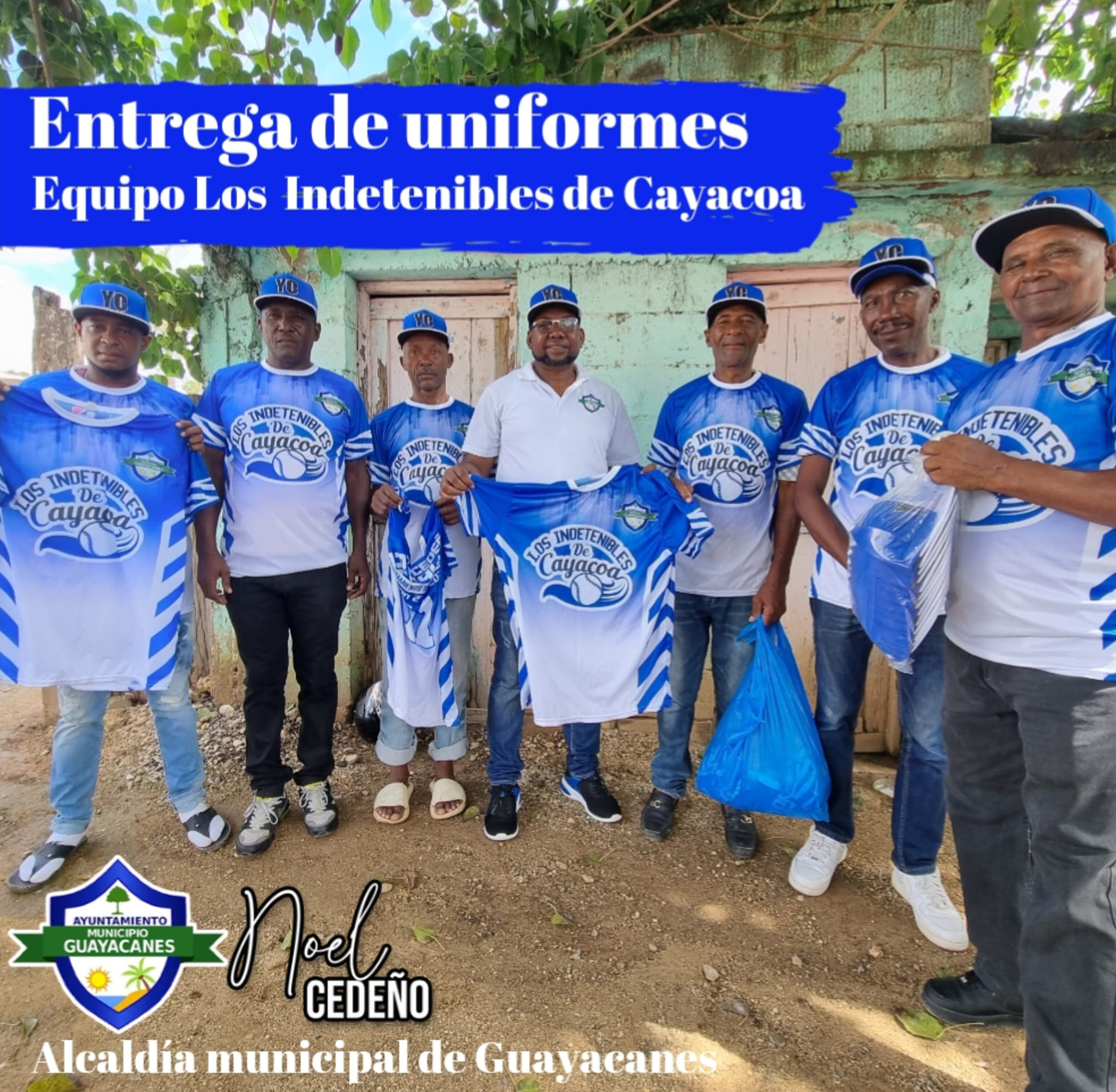 Los indetenibles de Cayacoa, reciben uniformes para el torneo de los añejos, cortesía del alcalde Noel Cedeño y alcaldía municipal de Guayacanes.